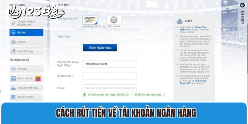 Hướng dẫn rút tiền 123b 2 Hướng dẫn rút tiền 123B cực dễ trong 1 phút